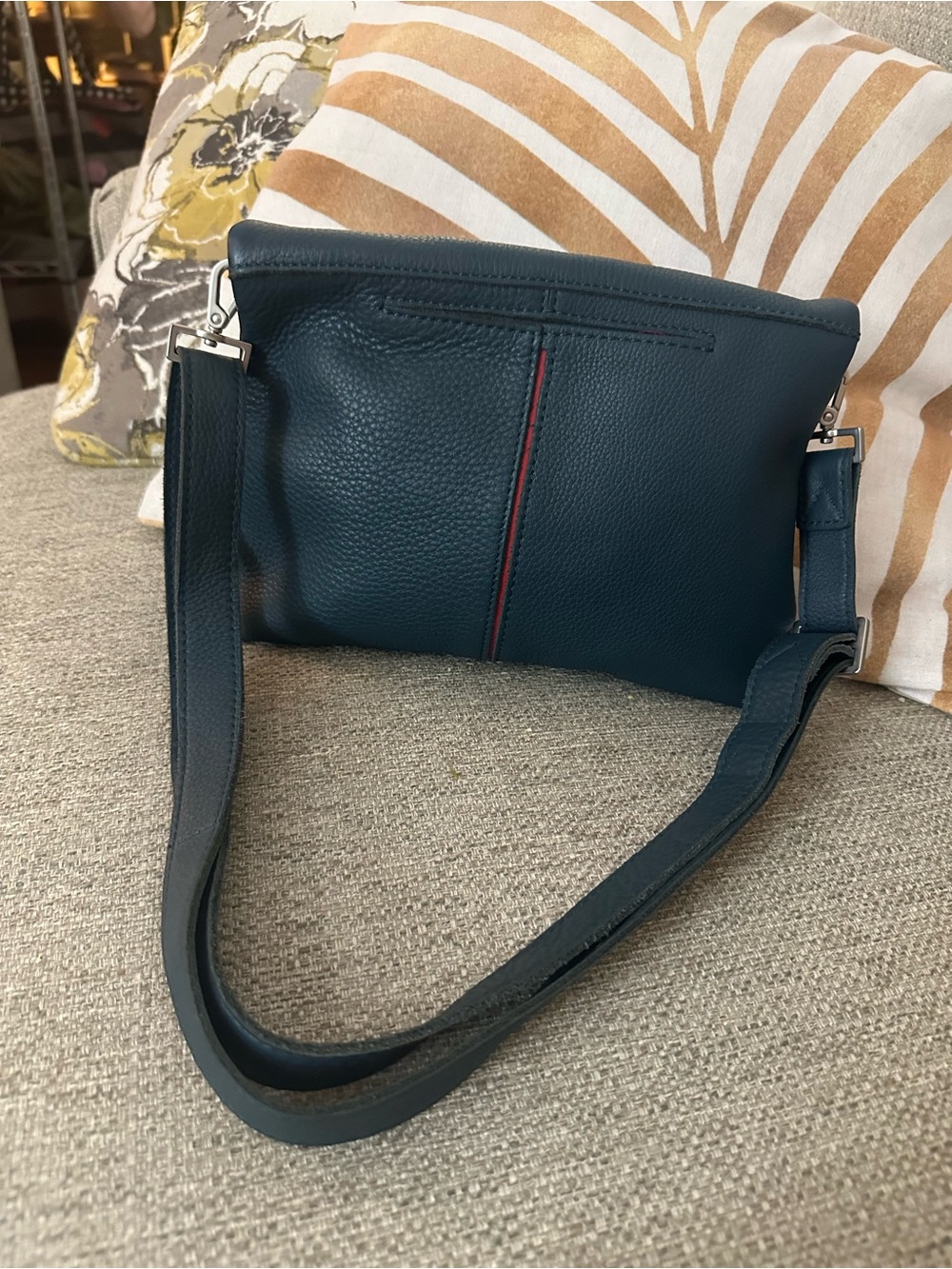 Hammitt VIP Occasion Teal Leather Crossbody Silver Hardware Red Suede - Picture 4 of 16